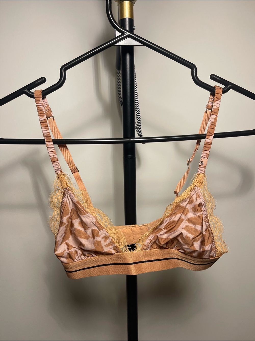 Peach Animal-Pattern Lace Bralette